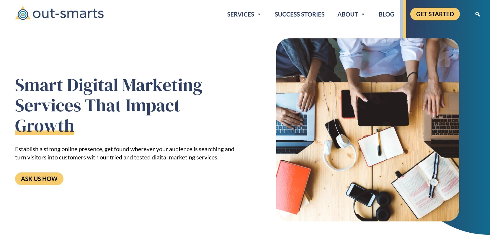 A visual selected by Out-Smarts Marketing for its website