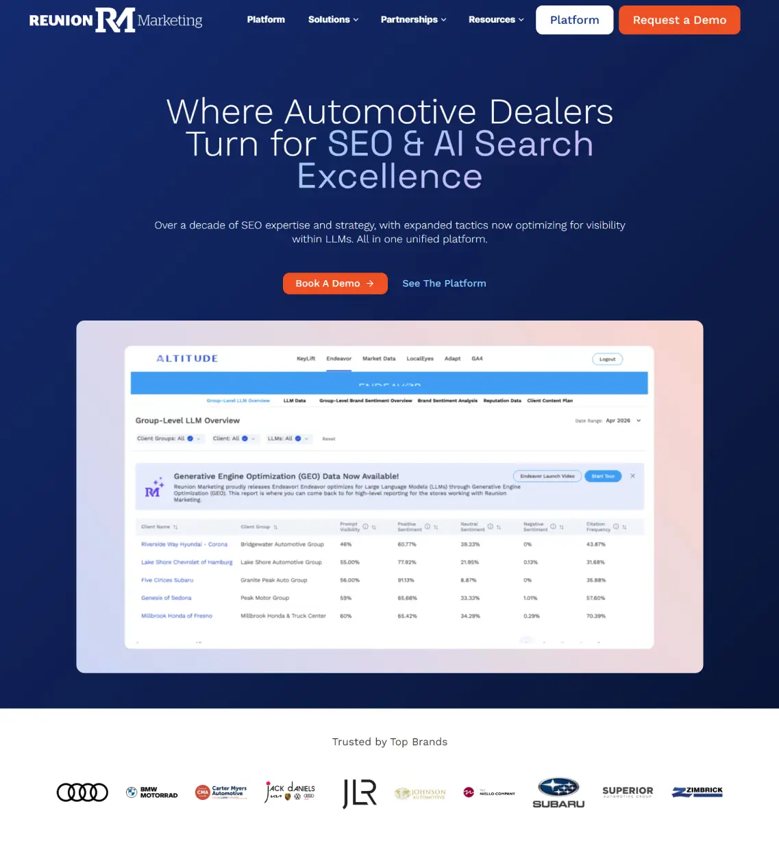 A visual selected by Reunion Marketing for its website